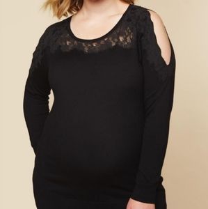 Black cold shoulder Motherhood Maternity sweater